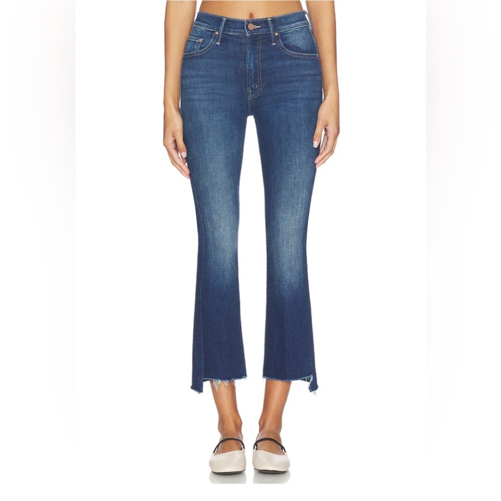 MOTHER The Insider Crop Step Fary Dark Blue Denim Troublemaker Ankle Jeans | 25
